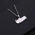 Collana in acciaio inossidabile argento lucido con ciondolo mappa Turchia e luna - Argento