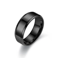 Bague élégante en acier inoxydable noir poli avec finition miroir lisse pour homme - US 6 / Noir Lisse