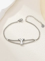 Dubbellaags zilveren roestvrijstalen kettingarmband met een gepolijste letter Y-hanger - Zilver Y