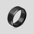 Bague minimaliste en acier inoxydable noir mat avec texture brossée et bords polis - US 6 / Noir Mat