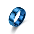 Anillo de acero de titanio azul oscuro pulido con bordes escalonados y acabado espejo - Azul Pulido
