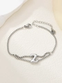 Gepolijste zilveren roestvrijstalen dubbellaagse armband met een letter Z hanger - Zilver Z