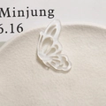 Macro shot of a translucent white butterfly acetate pendant for DIY handmade jewelry crafts - Right Wing / White