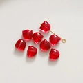Macro shot of red tulip petal glass beads and gold metal pins for DIY jewelry making - Tulip / 1 Piece (9x9mm) / Red