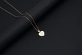 Gold heart shell pendant necklace featuring a white inlay and the initial letter P - Shell Heart Letter P (With Chain)