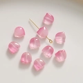 Vue détaillée de dix perles de verre tulipe rose dégradé pour bijoux DIY et artisanat - Rose Foncé