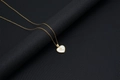Golden heart-shaped seashell necklace featuring a delicate cursive letter R pendant - Shell Heart Letter R (With Chain)