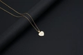Golden heart necklace with shell inlay and cursive letter W pendant on chain - Shell Heart Letter W (With Chain)