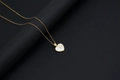 Gold stainless steel heart necklace with white shell inlay and golden letter A pendant - Shell Heart Letter A (With Chain)