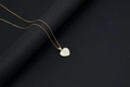 Golden heart-shaped seashell necklace featuring the letter C on a titanium steel chain - Shell Heart Letter C (With Chain)