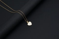 Gold-plated shell necklace with a heart pendant and letter F on a black background - Shell Heart Letter F (With Chain)