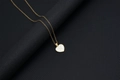 Golden heart necklace with white shell inlay and letter H pendant on a gold chain - Shell Heart Letter H (With Chain)