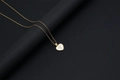 Golden shell letter Y pendant necklace with white enamel heart on a sleek chain - Shell Heart Letter Y (With Chain)