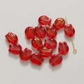 Macro shot of 15 red glass tulip beads with gold glitter and metal pins for jewelry DIY - Tulip Flower / 1 Piece / Red
