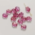 Macro shot of pink gradient glass tulip beads with golden glitter for DIY jewelry making - Tulip Flower / 1 Piece / Rose Red