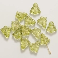 Macro detail of a green glass Christmas tree bead with gold glitter for DIY jewelry - 1 Piece / Olive Green