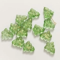 Macro shot of 3D green glass Christmas tree beads with gold glitter for DIY jewelry making - 1 Piece / Dark Green