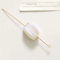 Macro shot of rectangular pearlescent bead with gold metal pin for jewelry making - 1 Piece (18*11mm) / White