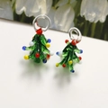Detail of handmade green glass Christmas tree pendants with colorful beads for DIY jewelry - Christmas Tree Style (1 Piece No. 1 Tree)