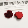 Deep red velvet rose bud charms for DIY jewelry making and French vintage accessories - Wine Red Heart Rose