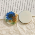 Round handmade resin sunflower pendant with dried blue flowers for DIY jewelry making - Blue Flower