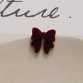 Elegant deep red flocked velvet bow earrings with S925 silver needles for women - Design No.1 / Red