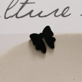 Elegant black flocked velvet bow earring studs featuring S925 silver needles for women - Design No.1 / Black