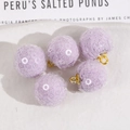 Light purple plush ball charms with sequins and golden loops for DIY jewelry making - Purple