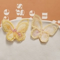 Accessoires de cheveux papillon en maille brodée double couche en jaune et crème doux - Jaune
