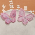 Paire de pinces papillon en maille brodée rose double couche pour accessoires DIY - Rouge Rose