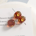 14mm red resin beads with painted leaves for DIY handmade jewelry and bracelet making - 14mm / Amber Red (1#)