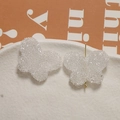 Sparkly sugar-textured resin butterfly hair clips with gold base for DIY crafts - White