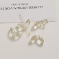 Detail view of aurora tulip petal acrylic beads with rainbow luster for jewelry DIY - Transparent Leaf Style (1 Piece)
