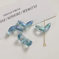 Detail of blue iridescent acrylic flower petal beads for DIY jewelry making - Dark Blue Leaf Style (1 Piece)