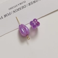 Detail of purple tulip pendant and floral acrylic beads with iridescent finish - Purple Tulip (1 Piece)