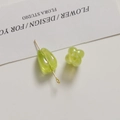 Macro shot of translucent light green tulip flower and teardrop acrylic beads for DIY jewelry - Fruit Green Tulip (1 Piece)
