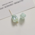 Macro detail of AB iridescent light green tulip flower and leaf acrylic DIY beads - Semi-transparent Green Tulip (1 Piece)