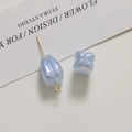 Macro view of light blue pearlescent tulip and flower charms for DIY jewelry making - Light Blue Tulip (1 Piece)