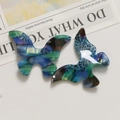 Macro shot of blue and green marble patterned acetate butterfly charm for jewelry making - Lake Green