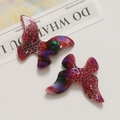 Detail of colorful gradient leopard print butterfly acetate charms for jewelry making - Rose Red