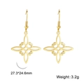 Goldene Ohrhänger mit keltischem Knoten und hohlem geometrischem Kreuz-Design - Gold