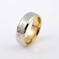 Anillo bicolor de acero de titanio con bordes dorados y grabado 'forever love' - US 5 / Estilo de hombre de 6MM