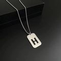 Silver matte hollow H-letter pendant necklace with stainless steel box chain for women - Letter H