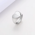 Polierter silberner Herz-Siegelring aus Edelstahl mit minimalistischem Glanzfinish - Zahl 6 / Silber