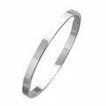 Polished silver stainless steel bangle bracelet with side hinge and clasp closure - 4mm Steel Color