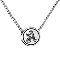 Engraved Gothic letter A coin pendant on silver box chain necklace for men and women - Letter A