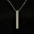 Minimalistische silberne Stab-Halskette mit hochglanzpoliertem Edelstahl-Anhänger - Halskette-Stahlfarbe