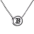 Retro stainless steel necklace with engraved letter B pendant on a sturdy box chain - Letter B