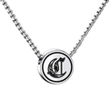 Engravable stainless steel necklace with round pendant featuring gothic letter C on box chain - Letter C