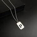 Silver rectangle pendant necklace with hollow letter P on high-quality box chain - Letter P